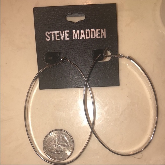 Steve Madden Silver Hoop Earrings - Picture 3 of 3